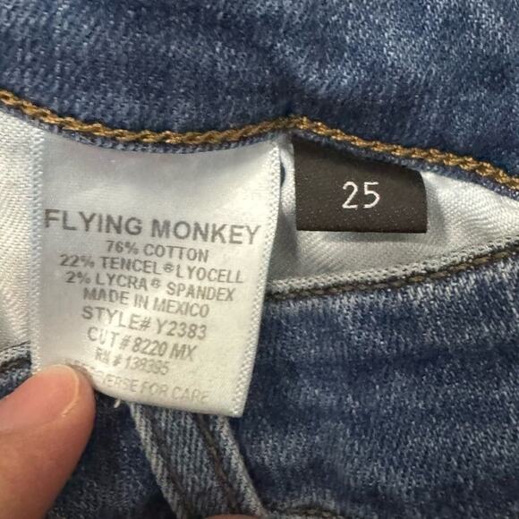 Flying Monkey Side Stripe Mid-Rise Blue Ankle Skinny Jeans Women's Size 25 - Picture 4 of 7